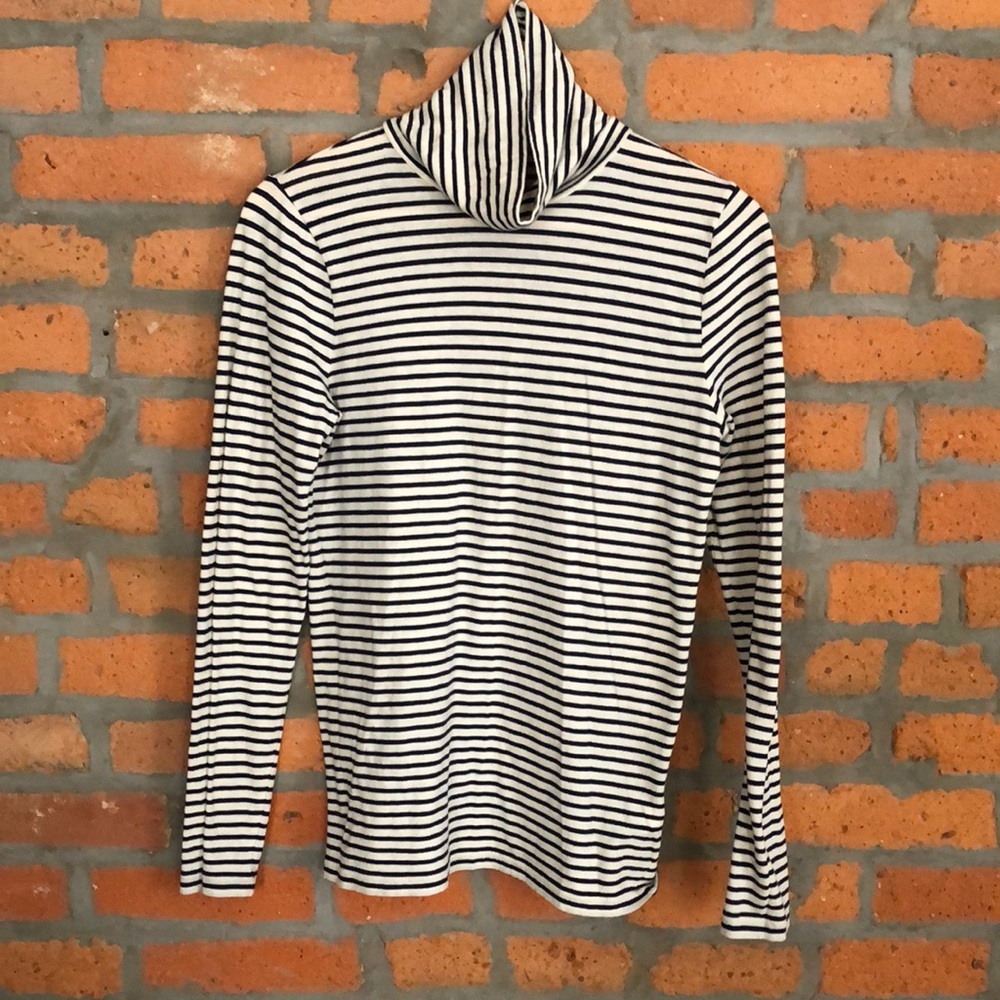 J. Crew soft knit cotton turtleneck in Navy Stripe